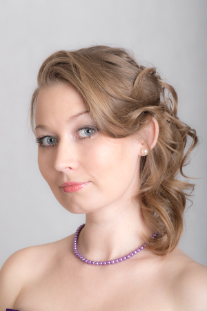 studio portrait of a woman close up