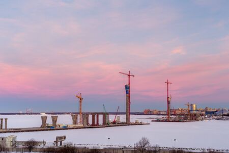 winter morning at a construction site, Sankt-Peterburg