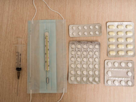 medical objects on the table close up