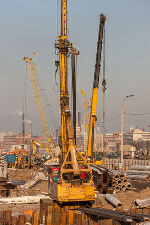 construction site for reconstruction of the river embankment