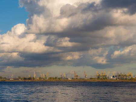 view of the seaport of Sfnkt-Peterburg, Russia