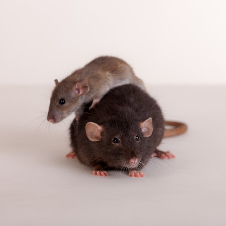 studio portrait of two rats close upの写真素材