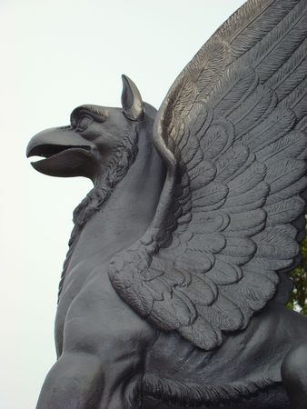 Figure of griffin from metal. Ancient manor in Kuzimnki. Moscowの写真素材