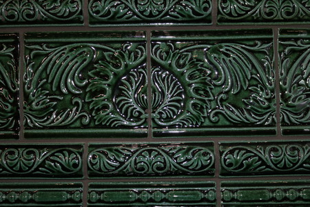 Tiled stove with green tiles