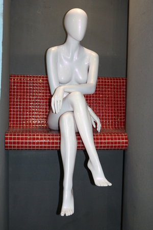 White mannequin in the interior of the showerの写真素材