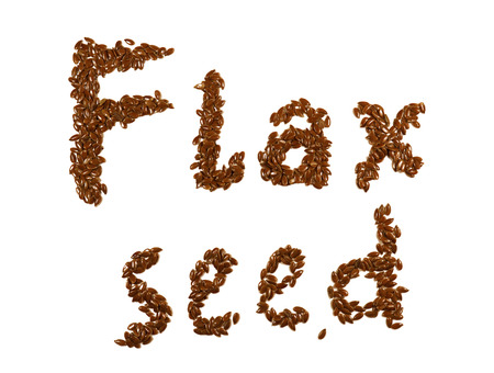 Flax seed text arranged by seedsの写真素材