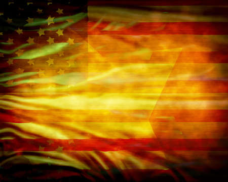 Worn american flagの写真素材