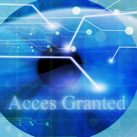 Access granted after eye scanの写真素材