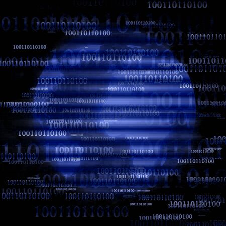 Bits and bytes with faint globeの写真素材