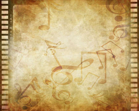 Filmstrip with music notesの写真素材