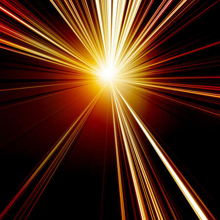 Burning red abstract sun with beams