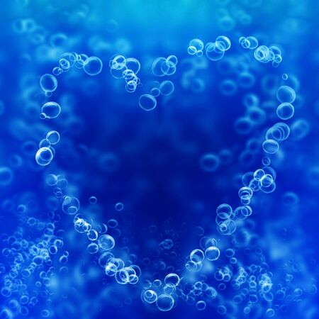 Air bubbles in the shape of a heartの写真素材