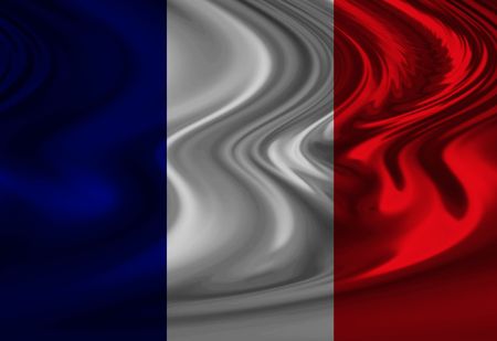 French flag waving in the windの写真素材