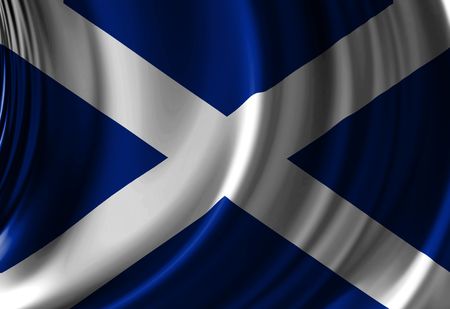 Scottish flag waving in the windの写真素材