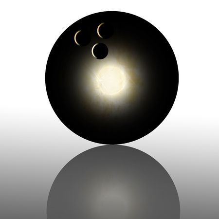 Bowling ball reflected on a white background
