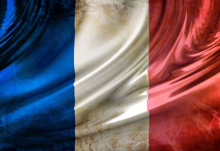 French flag waving in the windの写真素材