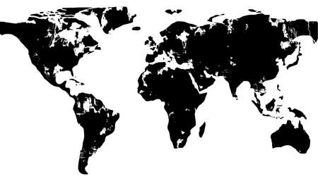 Grunge map of the world in blackの写真素材