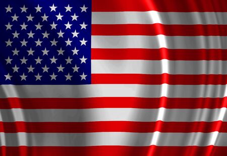 American flag waving in the windの写真素材