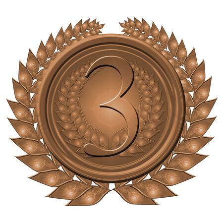 bronze medal on a solid white backgroundの写真素材