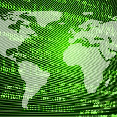 digital world on a bright green backgroundの写真素材