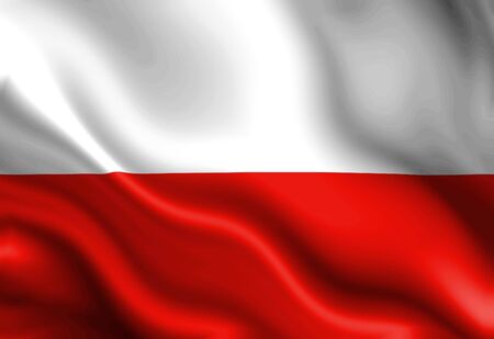 Polish flag waving in the windの写真素材