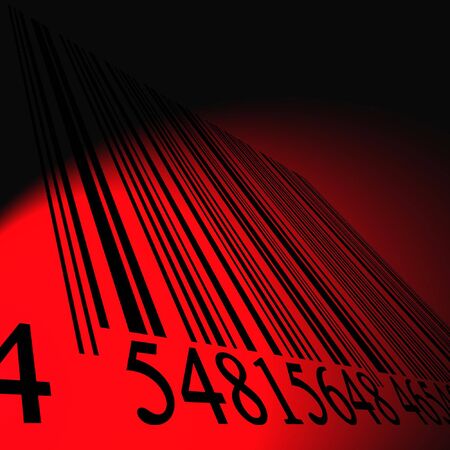 bar code on a bright red backgroundの写真素材