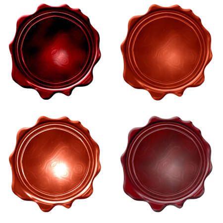 collection of blank wax seals on a white backgroundの写真素材