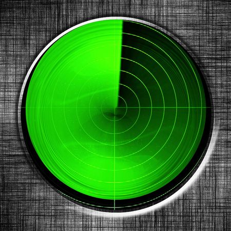 green radar screen on a dark backgroundの写真素材