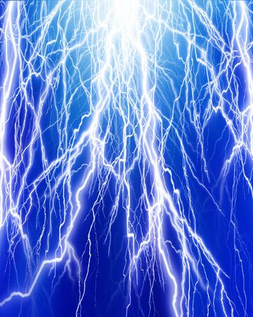 Lightning flash on black backgroundの写真素材