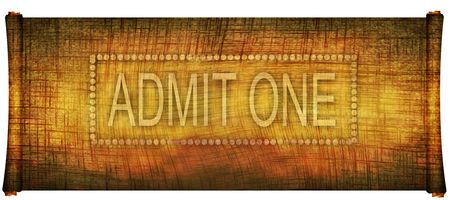 Scroll like admission ticket on a solid white backgroundの写真素材