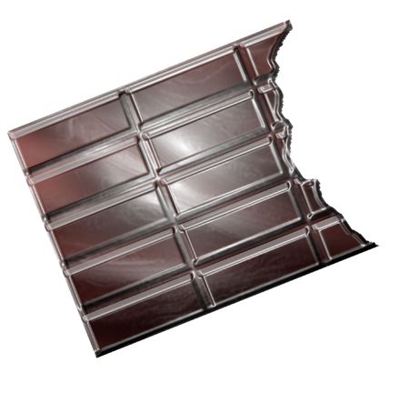 Isolated chocolate bar with bitemarkの写真素材