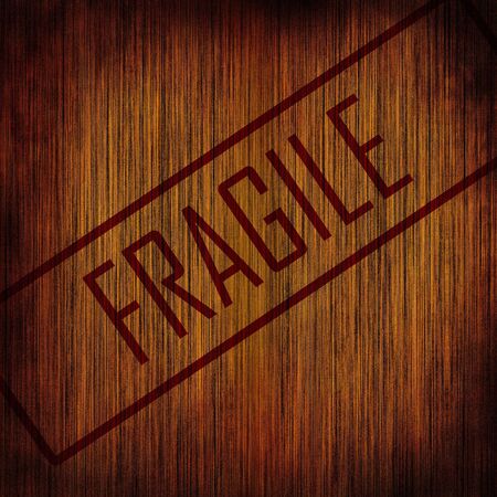 Wooden crate with "fragile" stampの写真素材