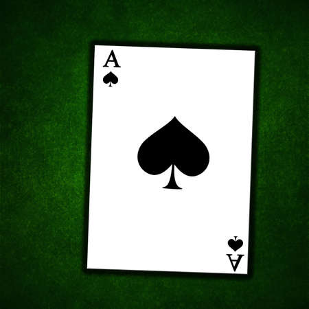 Poker table with playing card on it