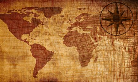 Old paper texture with map of the world