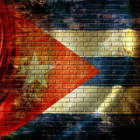 cuban flag waving in the windの写真素材