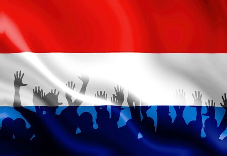 Dutch flag waving in the wind with some foldsの写真素材