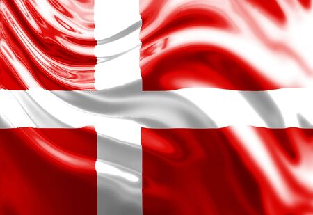 Danish flag waving in the windの写真素材