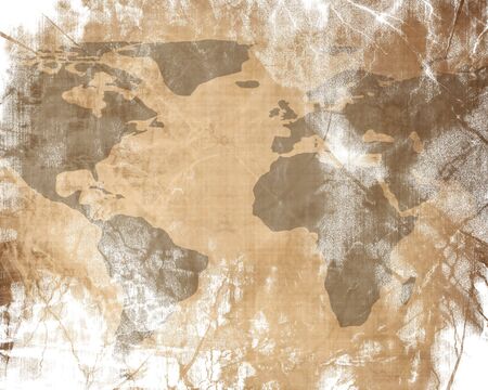 Old paper texture with map of the worldの写真素材