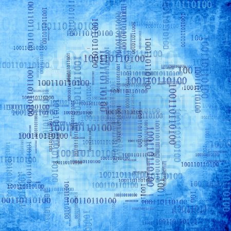 bits and bytes on a blue background