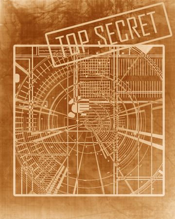 old top secret blueprint on a paper backgroundの写真素材