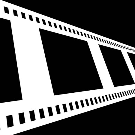 Negative film strip on a solid black backgroundの写真素材