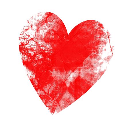 grunge heart on a solid white backgroundの写真素材