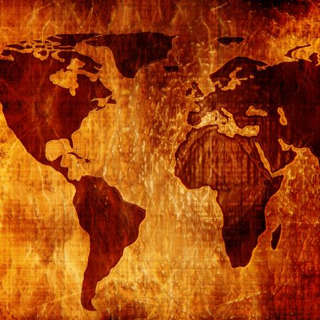 Old paper map of the world with stains