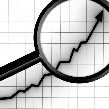 arrow graph going up on a white backgroundの写真素材