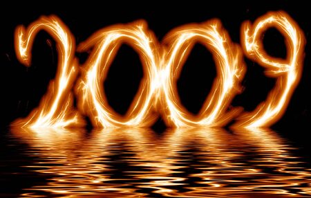 new year 2009 on a solid black backgroundの写真素材