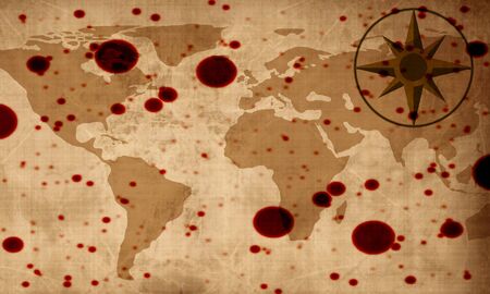 Old paper texture with map of the world