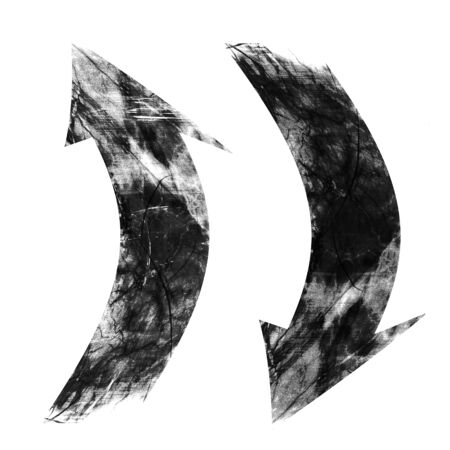 grunge arrows on a solid white backgroundの写真素材