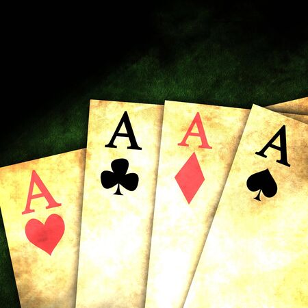 old playing cards on a dark background