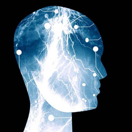 Futuristic technology background on a dark backgroundの写真素材