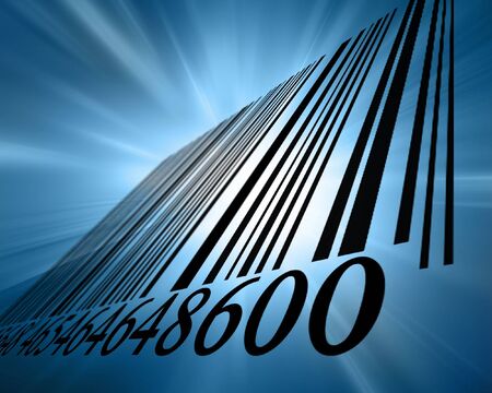 Bar code on a soft blue backgroundの写真素材